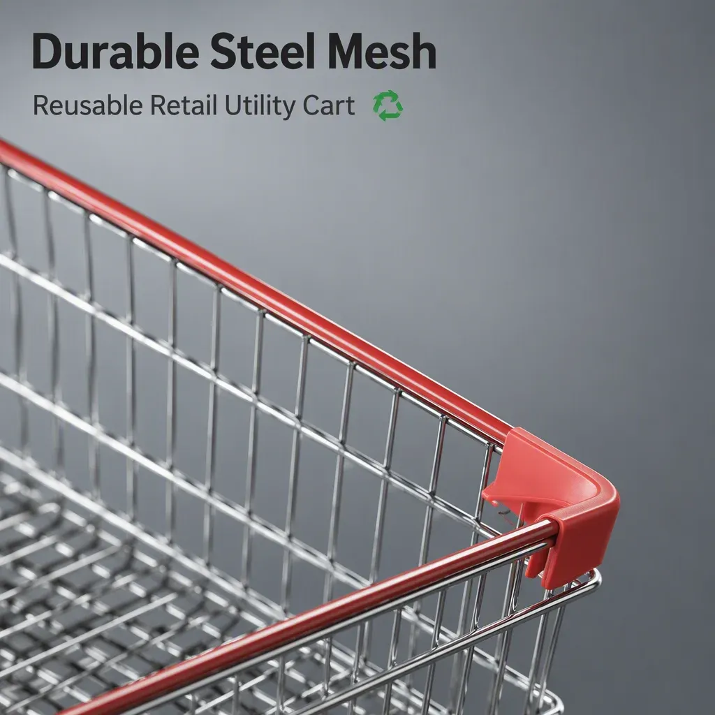 210L German Style Mesh Folding Shopping Trolley detail 4