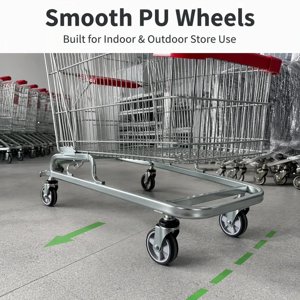210L German Style Mesh Folding Shopping Trolley detail 5