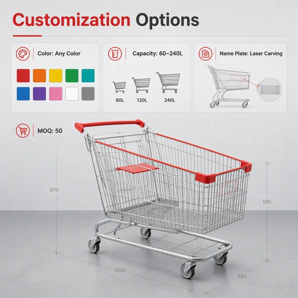210L German Style Mesh Folding Shopping Trolley detail 7