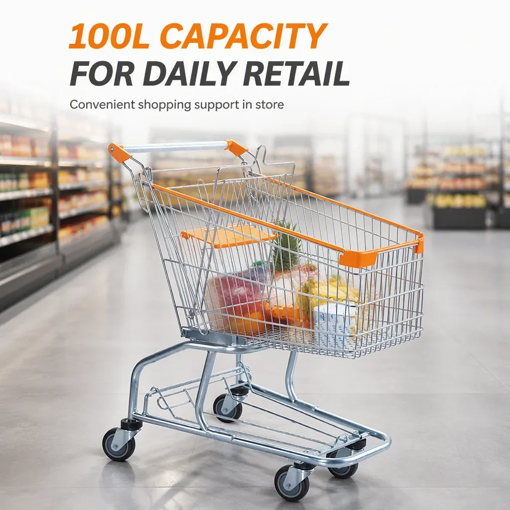 100L Mesh Folding Shopping Trolley with 5 detail 1