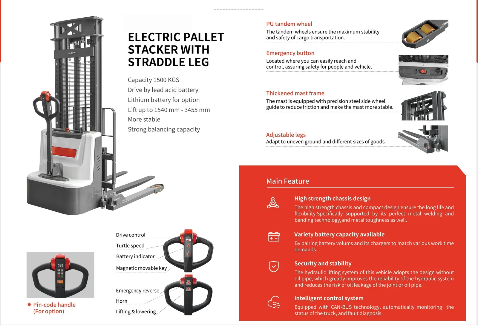 CDD15J Electric Stacker 1.2T 1.5T photo 2