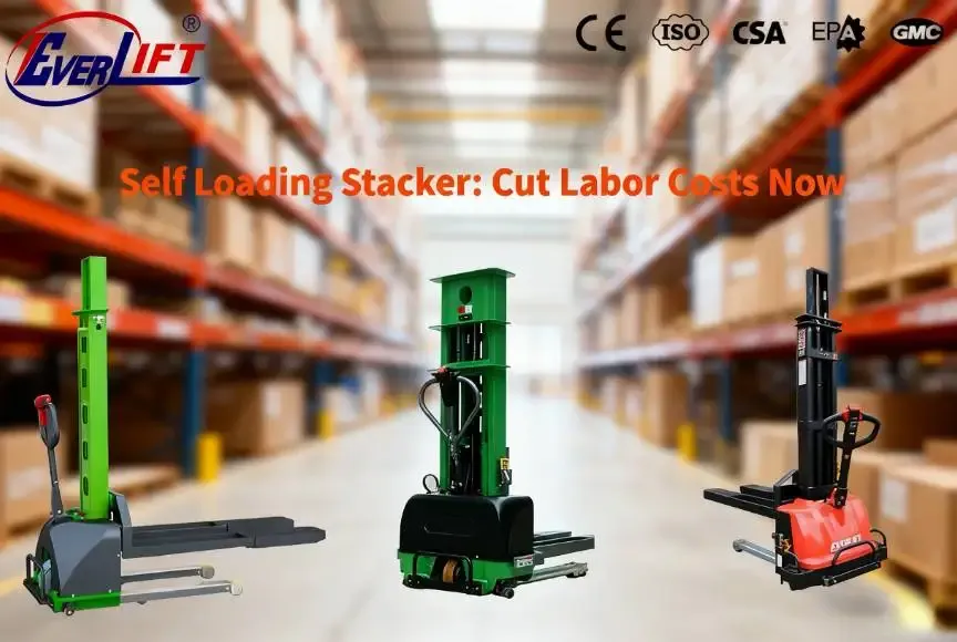 All-Electric Self-Lifting Stacker Forklift with 1 Ton photo 2