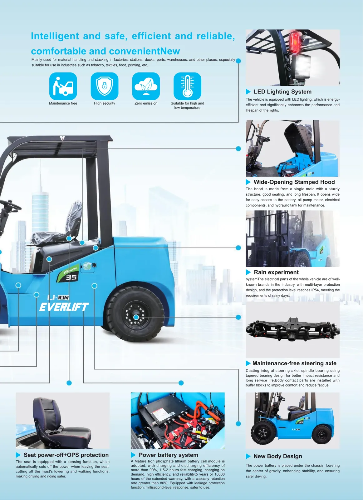 2500 kg Electric Forklift Truck Lithium-Ion Battery Forklift 3 Ton detail 2