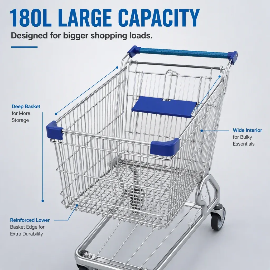 180L Metal Different American Style Shopping Trolley detail 5