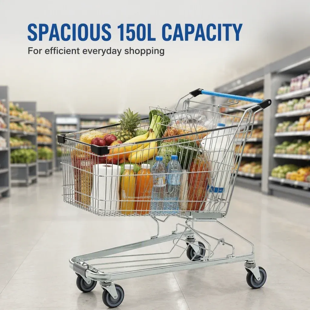 American Style 150L Metal Supermarket Grocery Store Shopping Trolley detail 1