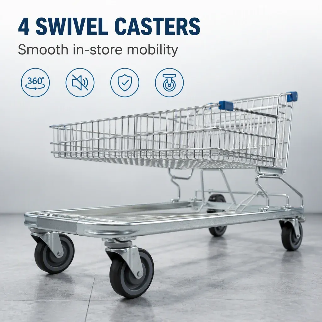 American Style 150L Metal Supermarket Grocery Store Shopping Trolley detail 5