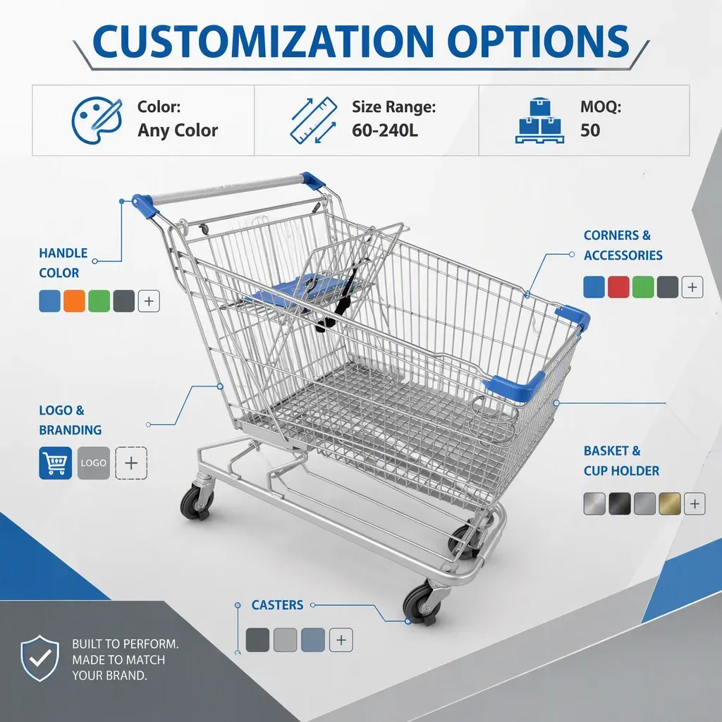 American Style 150L Metal Supermarket Grocery Store Shopping Trolley detail 7