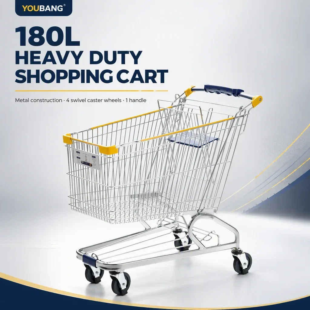 180L Heavy Duty Metal American-Style Shopping Trolley detail 4