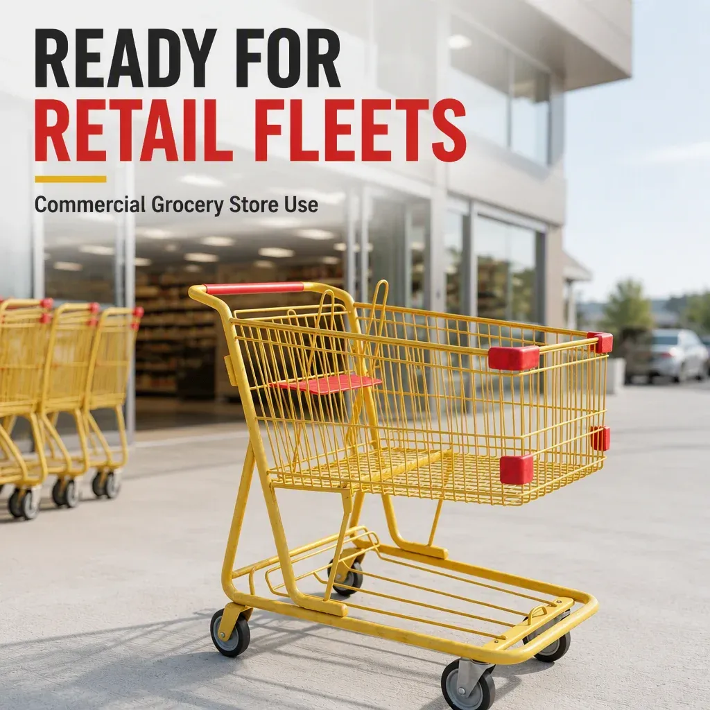 Commercial Metal Supermarket Heavy Duty American Style Shopping Trolley detail 1