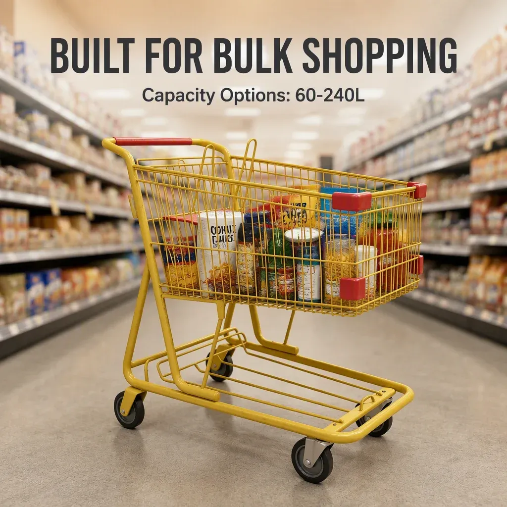 Commercial Metal Supermarket Heavy Duty American Style Shopping Trolley detail 2