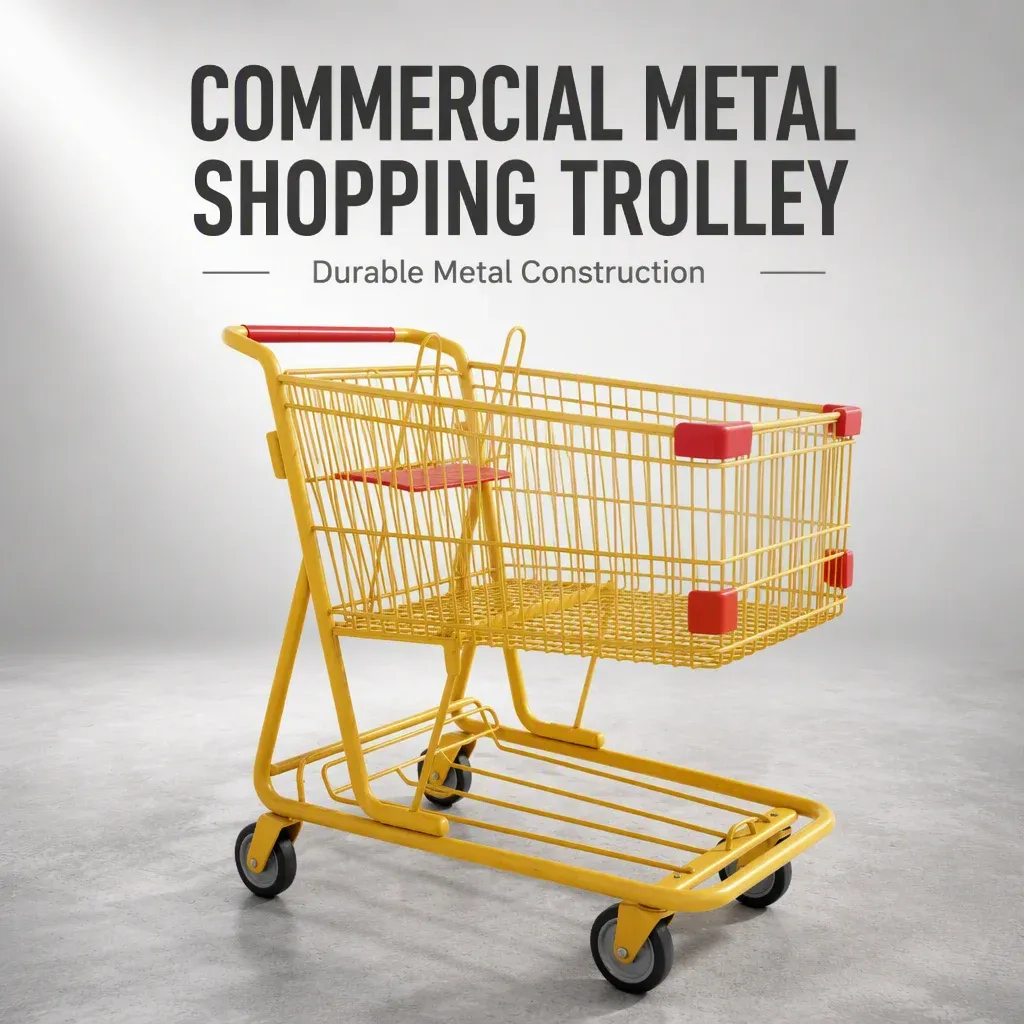 Commercial Metal Supermarket Heavy Duty American Style Shopping Trolley detail 4