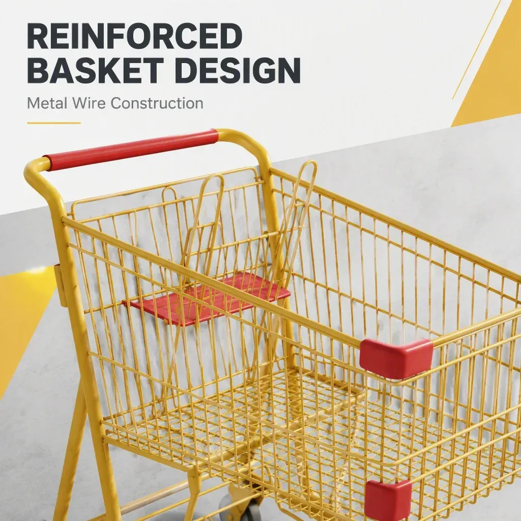 Commercial Metal Supermarket Heavy Duty American Style Shopping Trolley detail 6