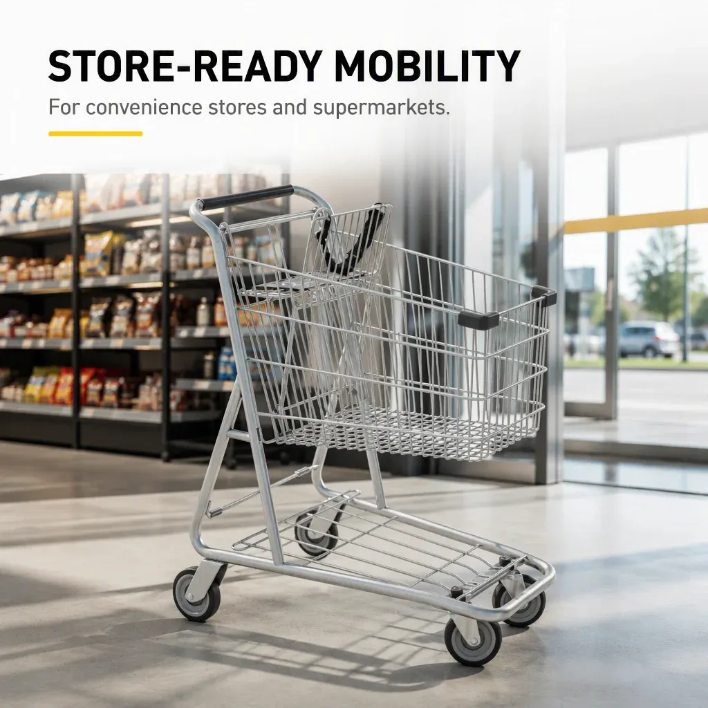 80L American Style Convenience Store Metal Supermarket Shopping Trolley detail 1