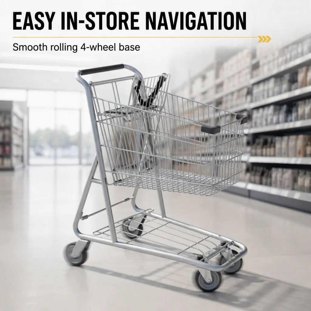 80L American Style Convenience Store Metal Supermarket Shopping Trolley detail 3