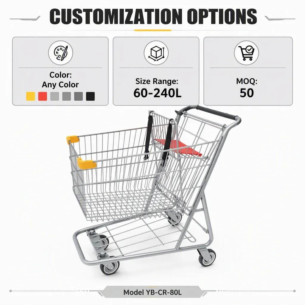 80L American Style Convenience Store Metal Supermarket Shopping Trolley detail 8