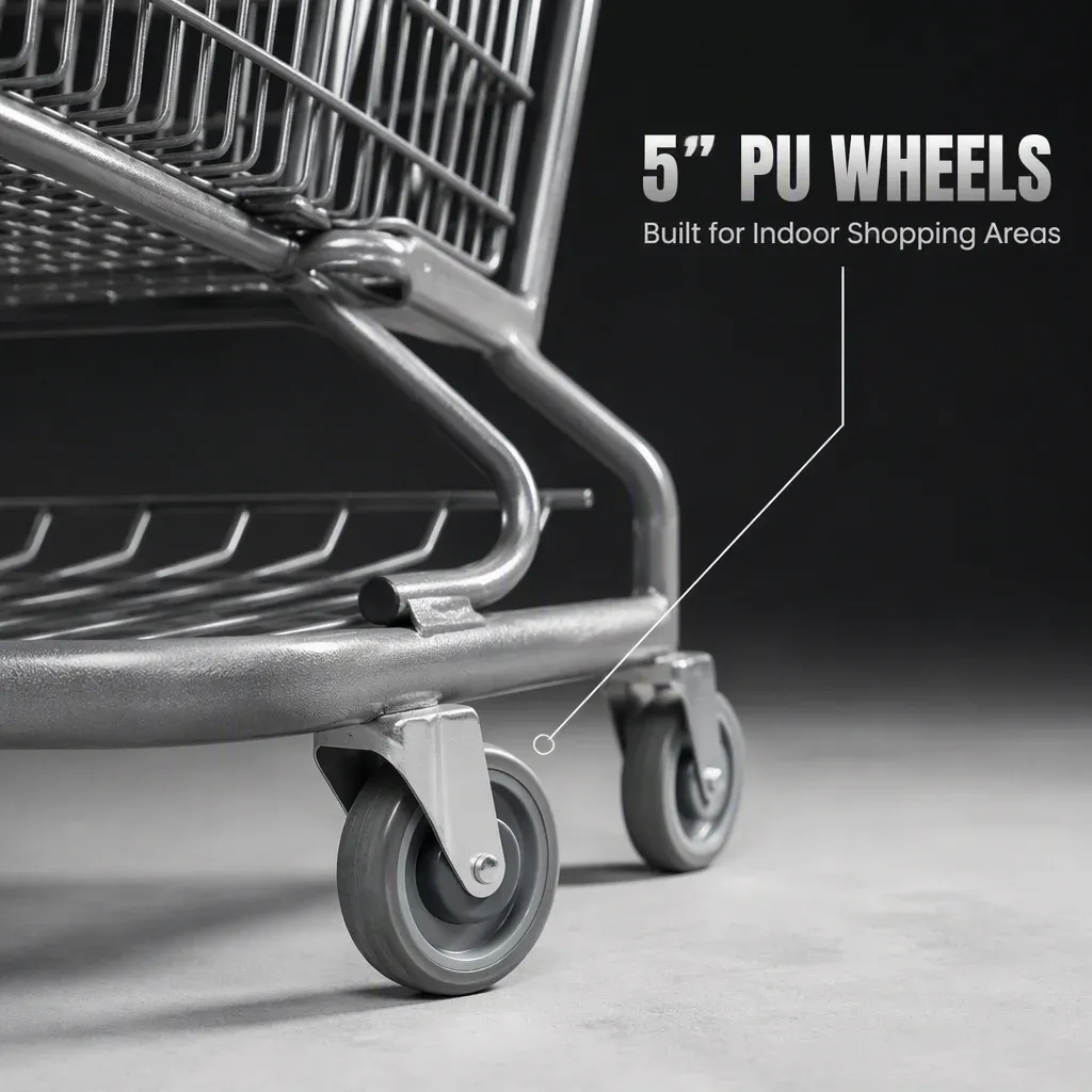 American Style Mesh Folding Metal 5 Shopping Trolley detail 2