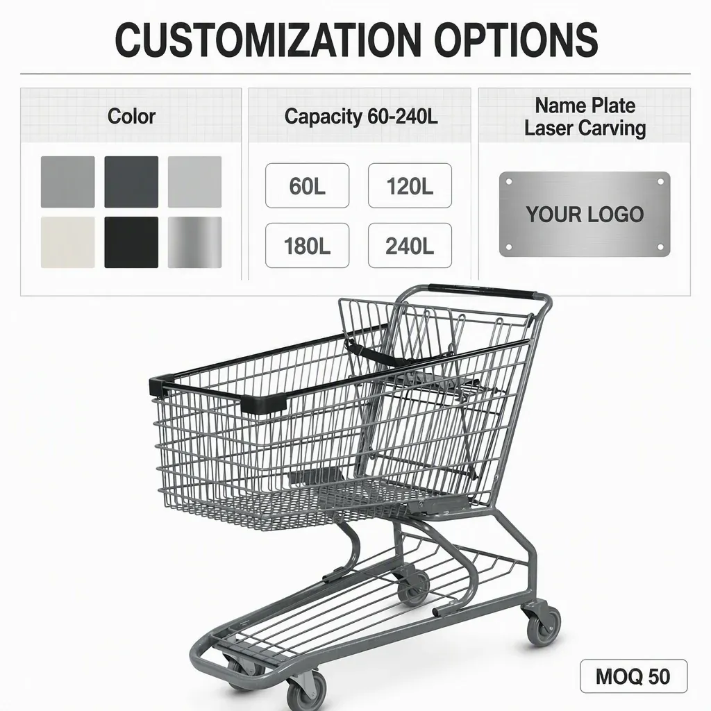 American Style Mesh Folding Metal 5 Shopping Trolley detail 4