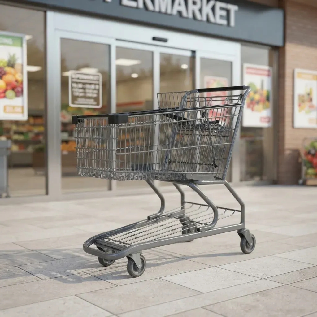 American Style Mesh Folding Metal 5 Shopping Trolley