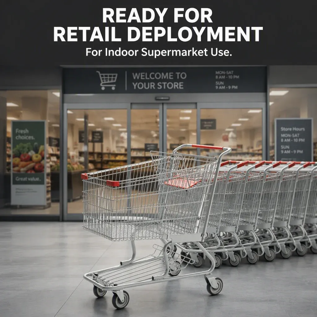 American Style Mesh Supermarket Shopping Trolley detail 1