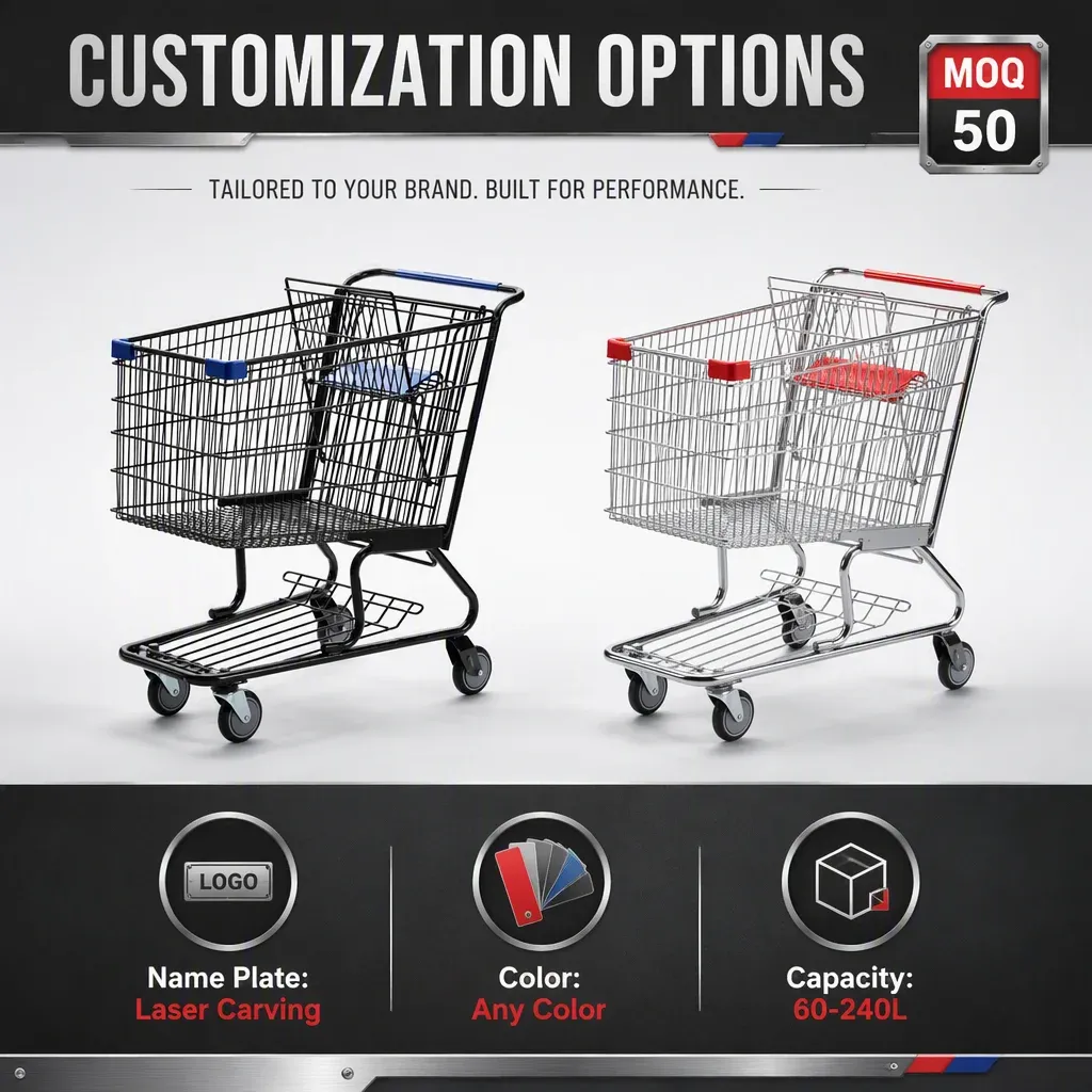 American Style Mesh Supermarket Shopping Trolley detail 4