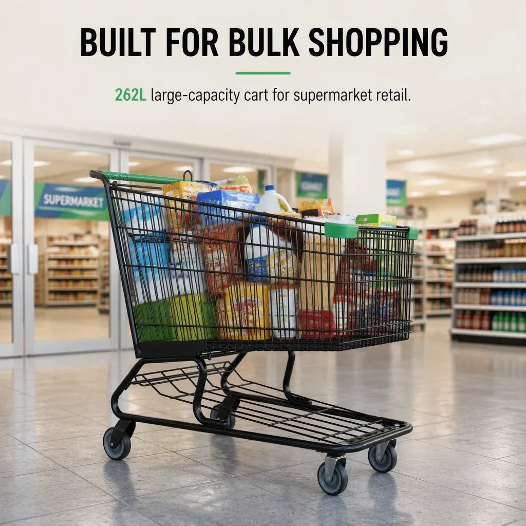 262L Supermarket Grocery Store American Style Heavy Duty Shopping Trolley detail 1