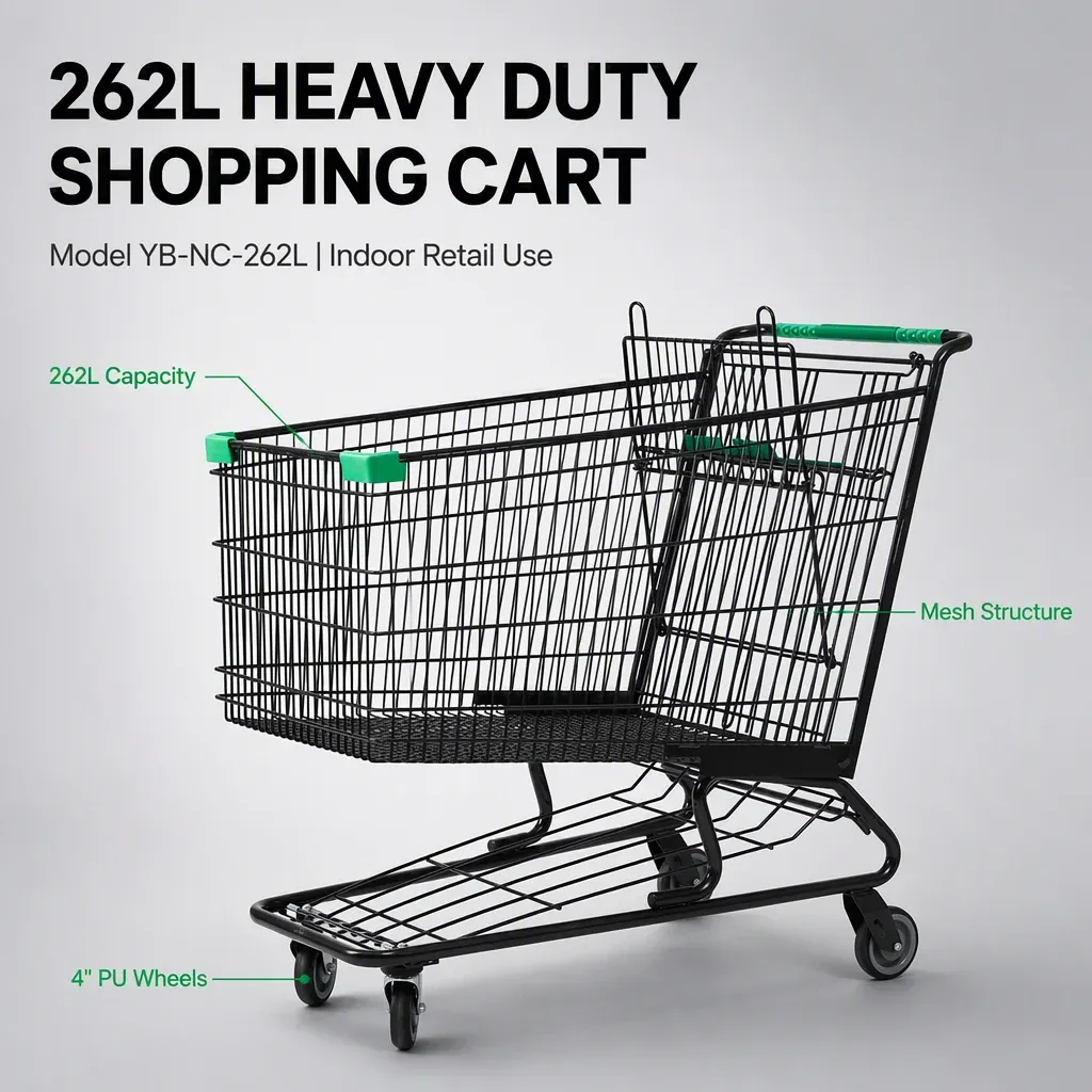 262L Supermarket Grocery Store American Style Heavy Duty Shopping Trolley detail 3