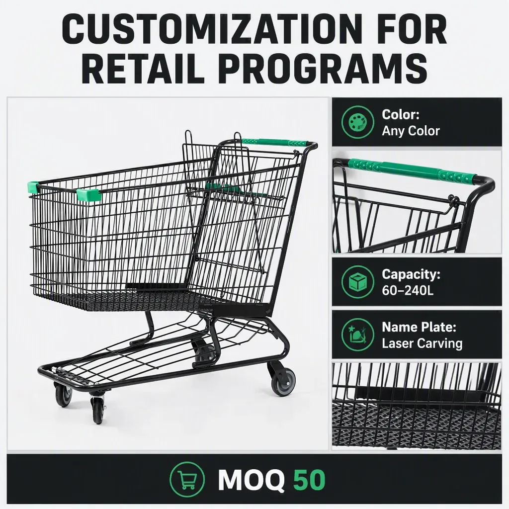 262L Supermarket Grocery Store American Style Heavy Duty Shopping Trolley detail 6