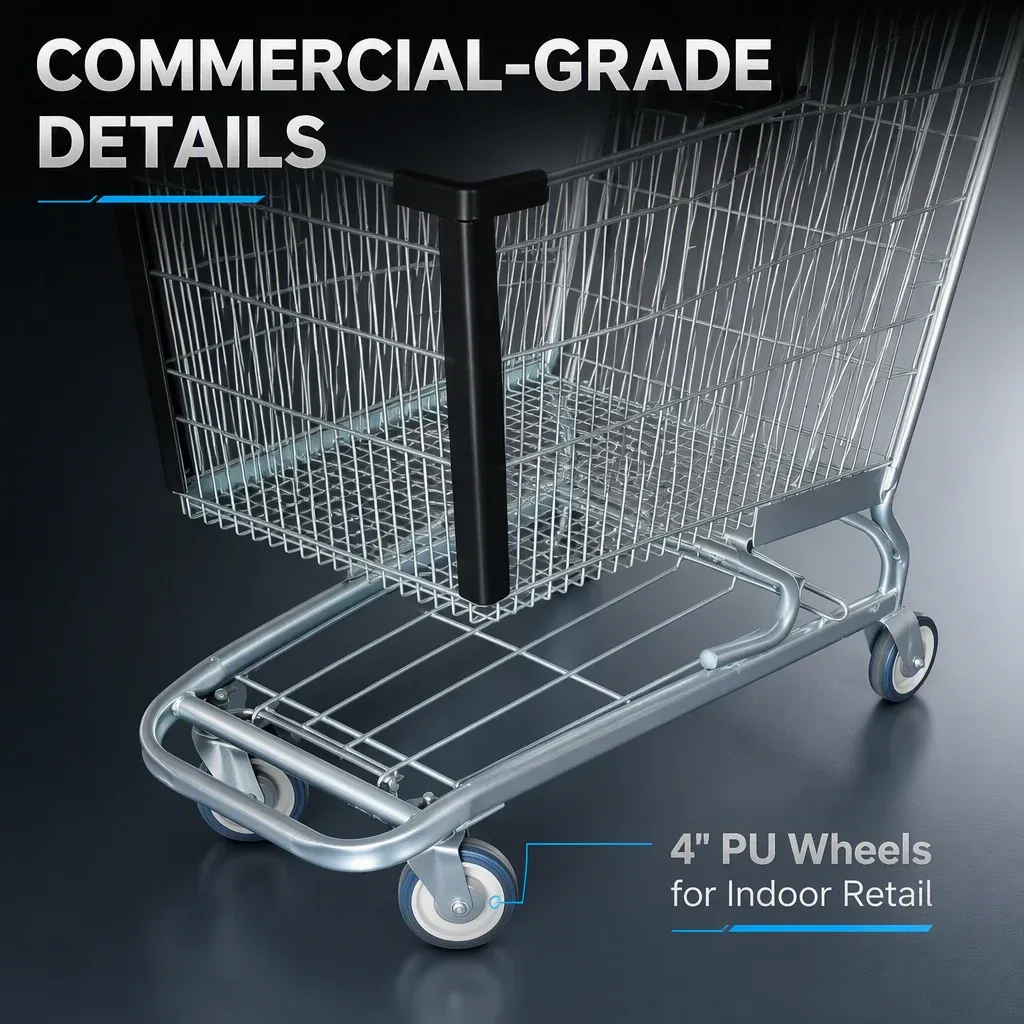 180L American Classic Mesh Steel Shopping Trolley detail 3