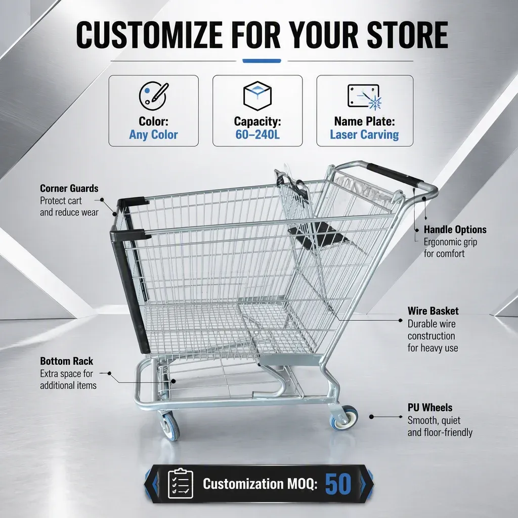 180L American Classic Mesh Steel Shopping Trolley detail 5