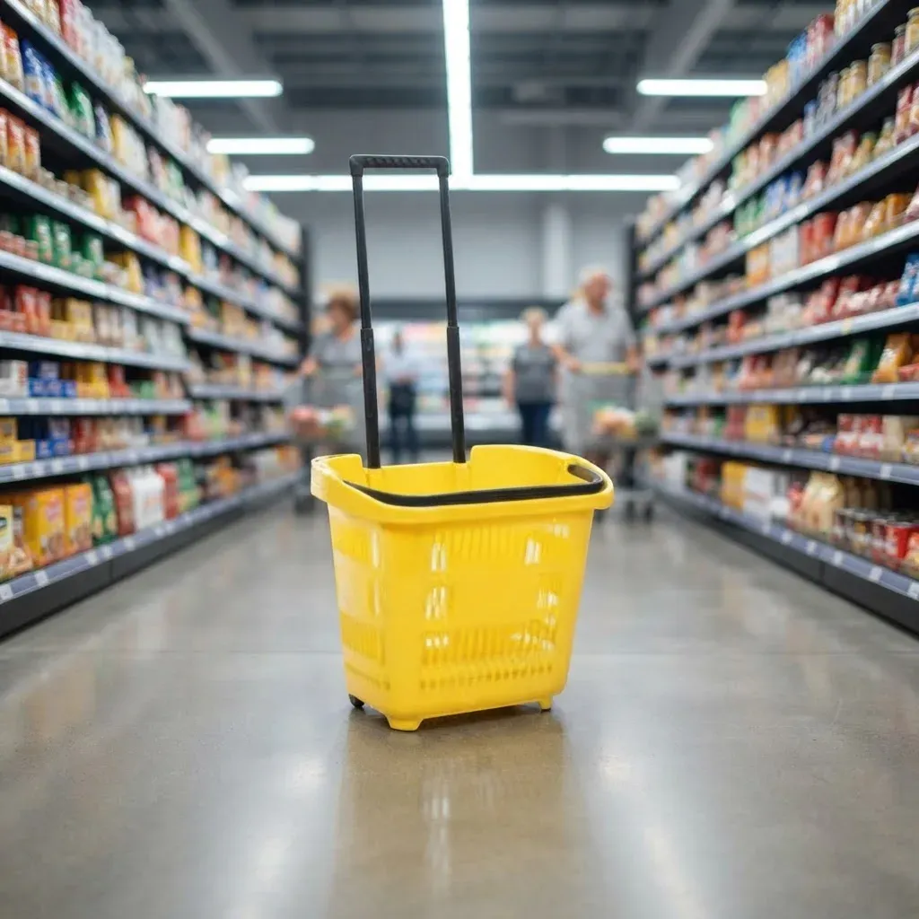 Supermarket Shopping Trolley Colourful PP Plastic 35L Grocery