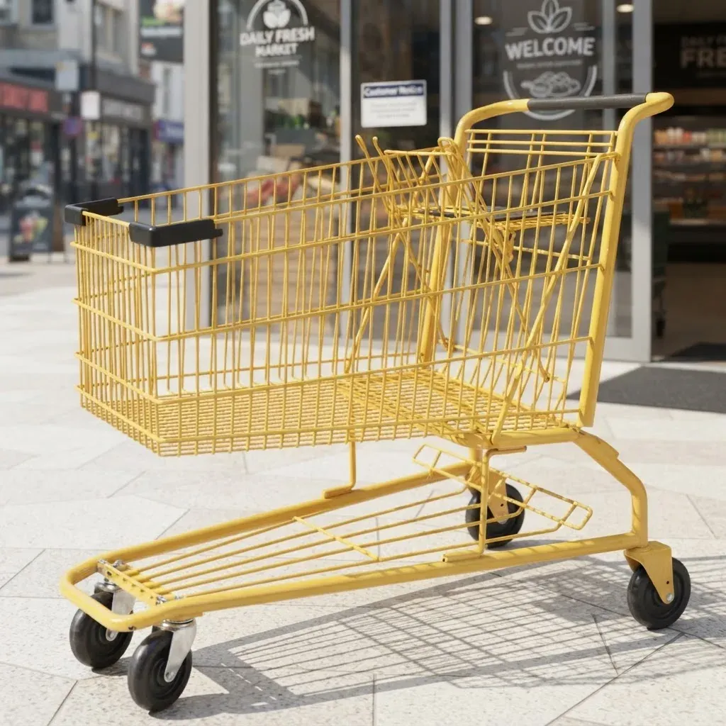 150L American Style Steel Mesh Shopping Trolley with 4