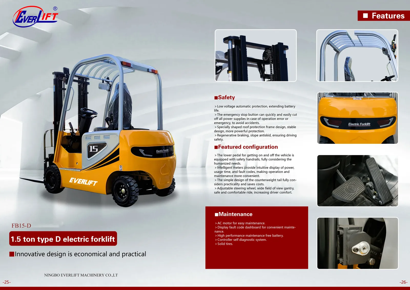 Certified 1.5T 2.5T 3T Lithium Electric Forklift detail 4