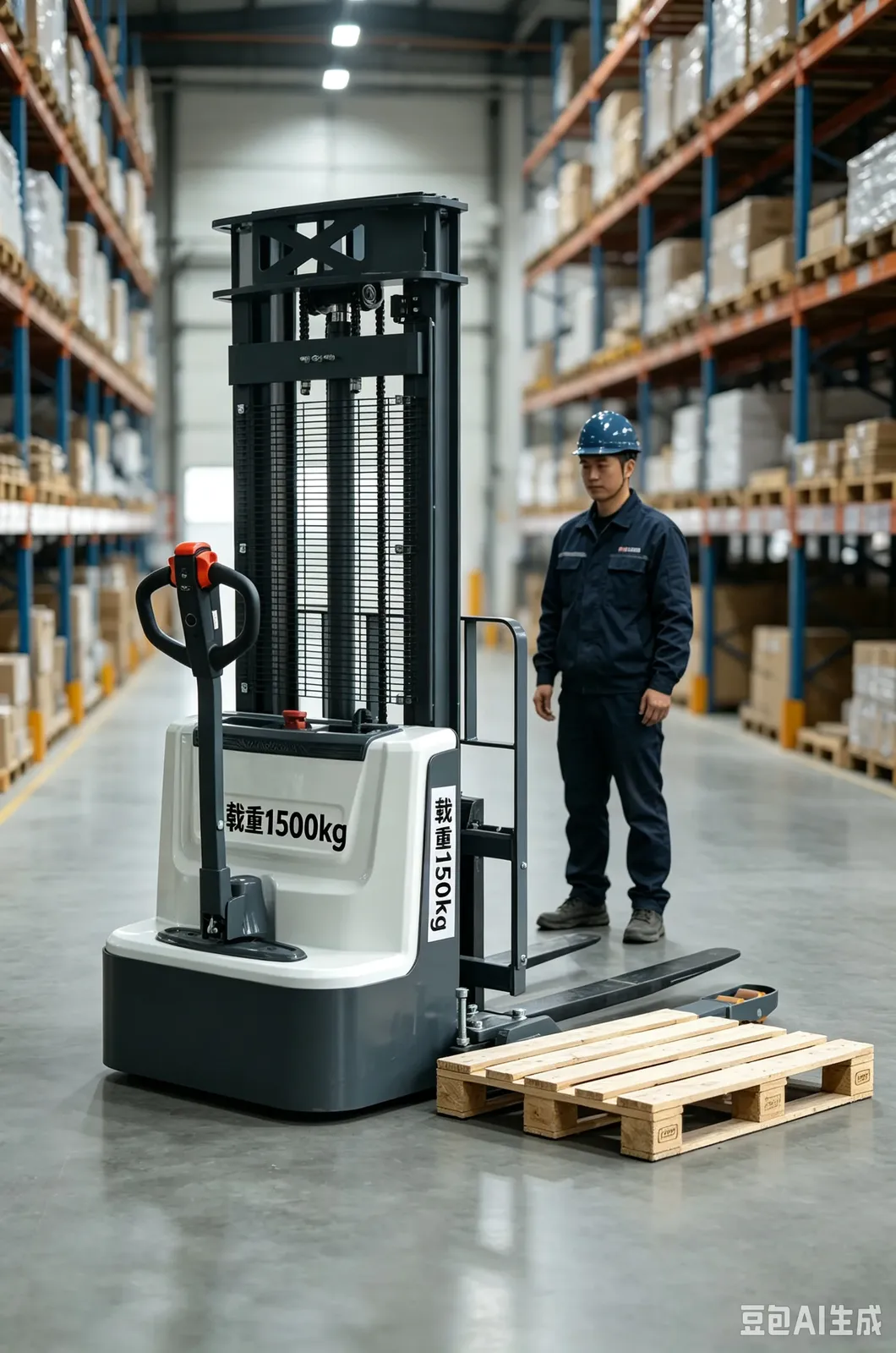 Full Electric Straddle Stacker 3M 4M Middle Handle detail 3