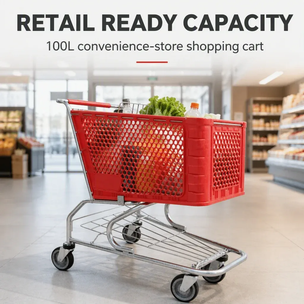 100L Light Duty Convenience Store Shopping Mall Plastics Shopping Trolley detail 1