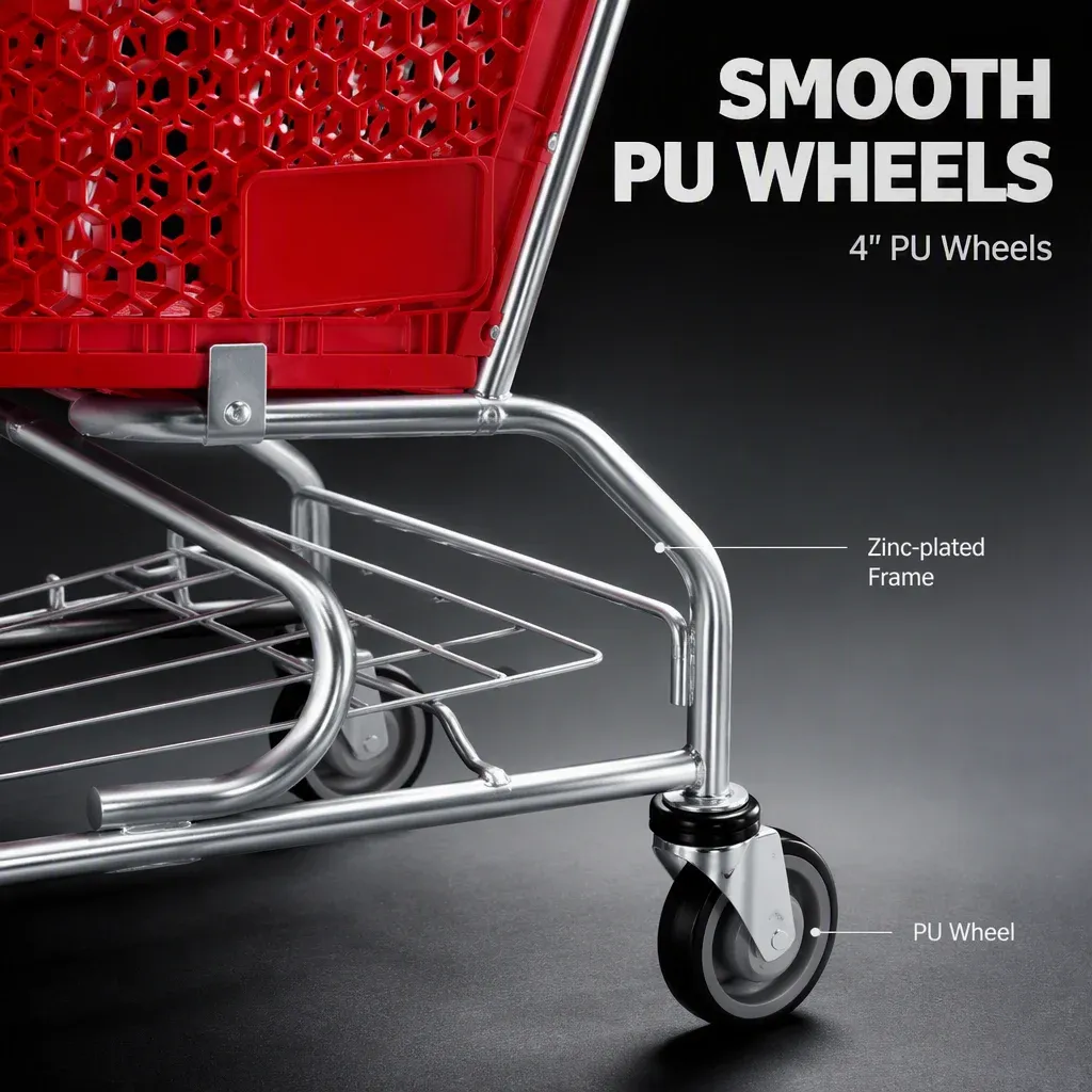 100L Light Duty Convenience Store Shopping Mall Plastics Shopping Trolley detail 3