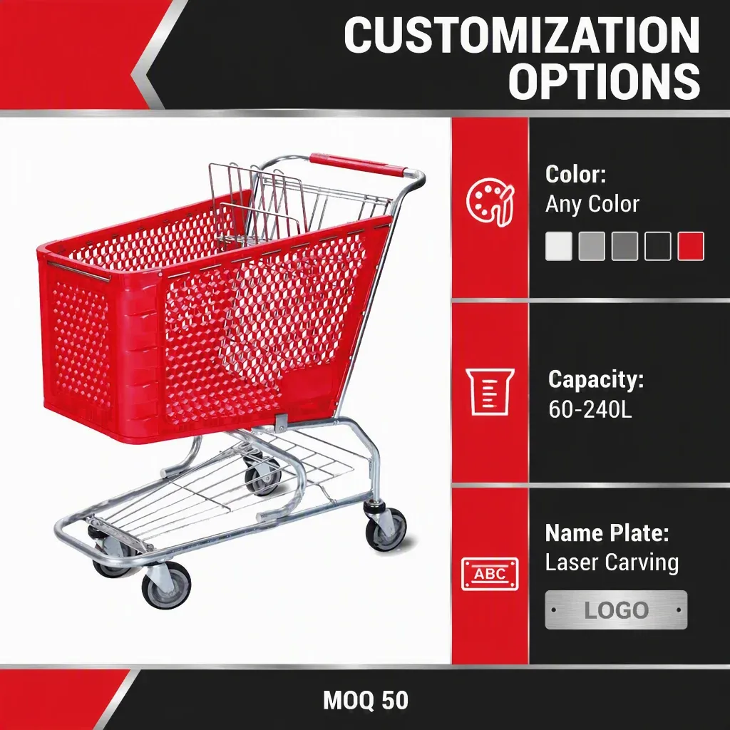 100L Light Duty Convenience Store Shopping Mall Plastics Shopping Trolley detail 5