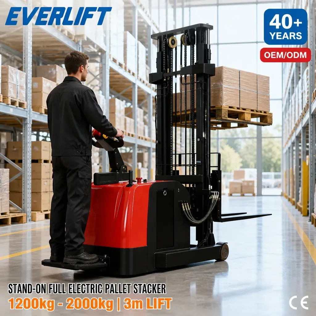 High Reach Electric Ride-On Forklift Stacker 1.5T 2T photo 2