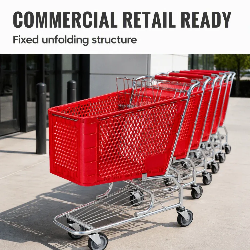 Red Waterproof Mesh Plastic Trolley Supermarket 180L detail 2