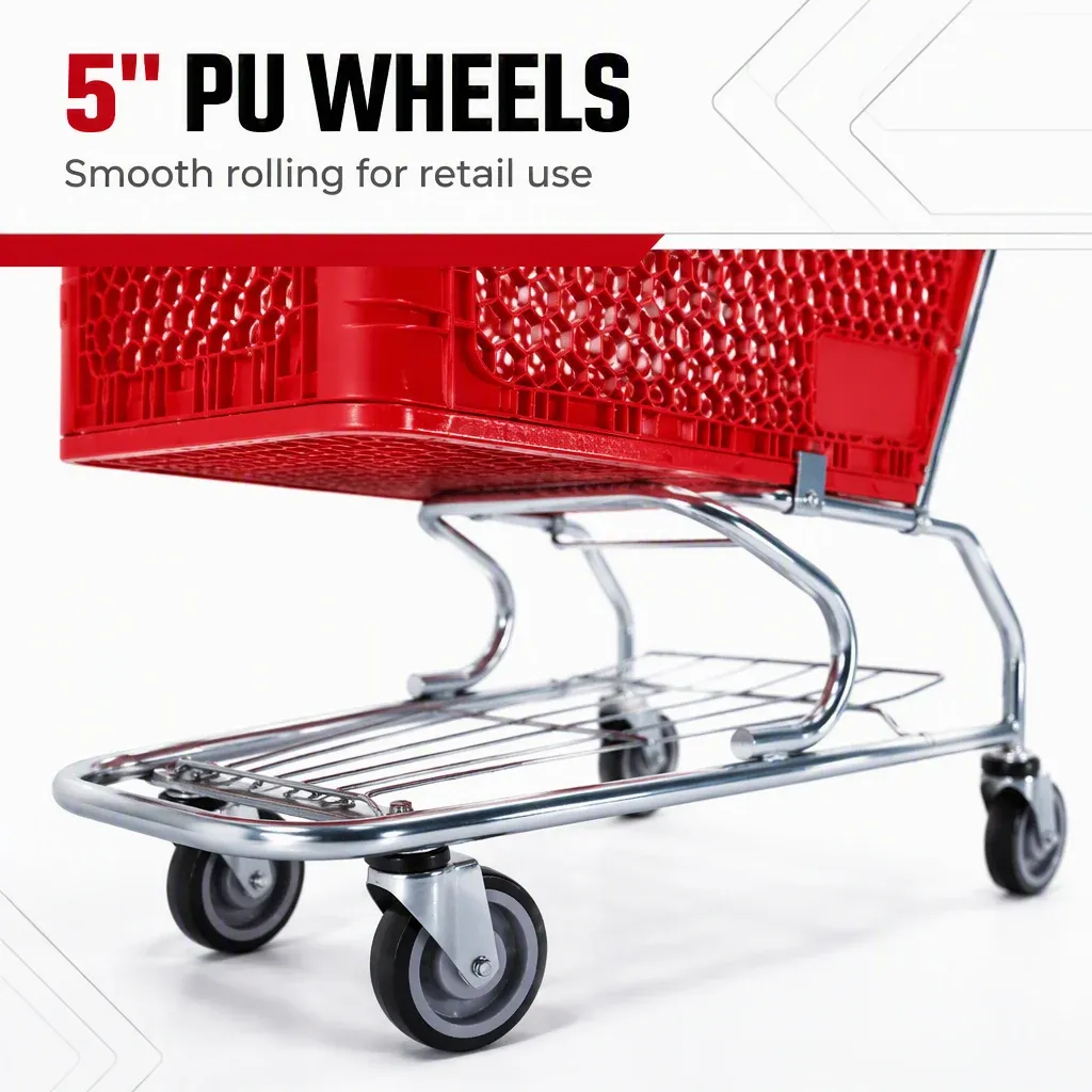 Red Waterproof Mesh Plastic Trolley Supermarket 180L detail 4