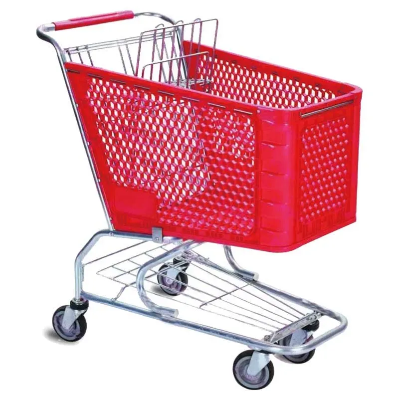 Red Waterproof Mesh Plastic Trolley Supermarket 180L