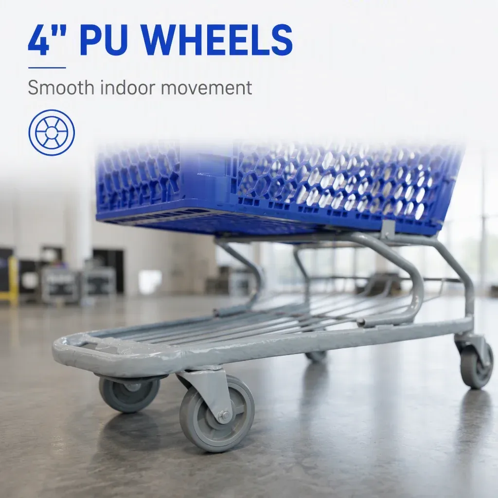 120L Mesh PP Supermarket Shopping Trolley detail 4