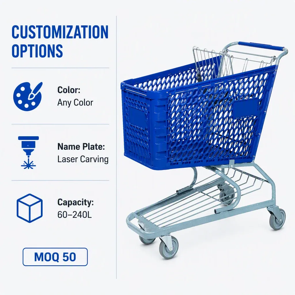 120L Mesh PP Supermarket Shopping Trolley detail 6