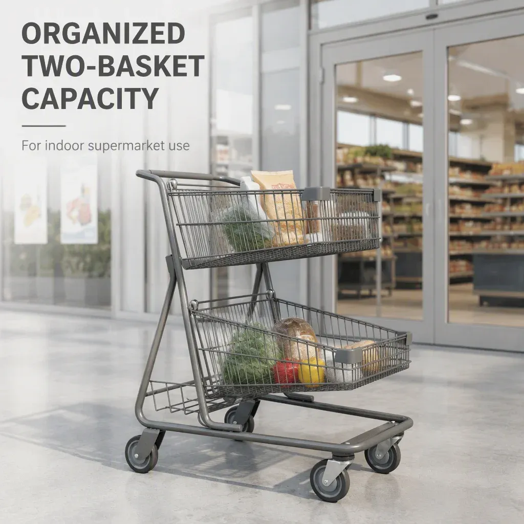 Supermarket Shopping Trolley Double detail 1