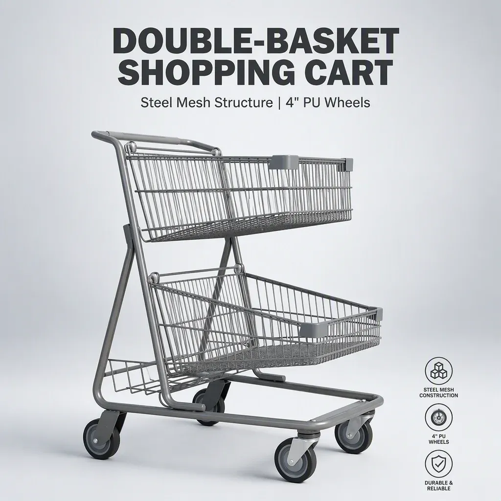 Supermarket Shopping Trolley Double detail 2