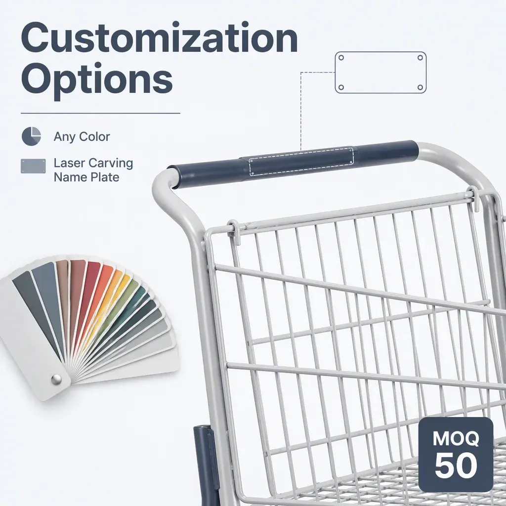 Steel Mesh Unfolding Shopping Trolley with 4 detail 5