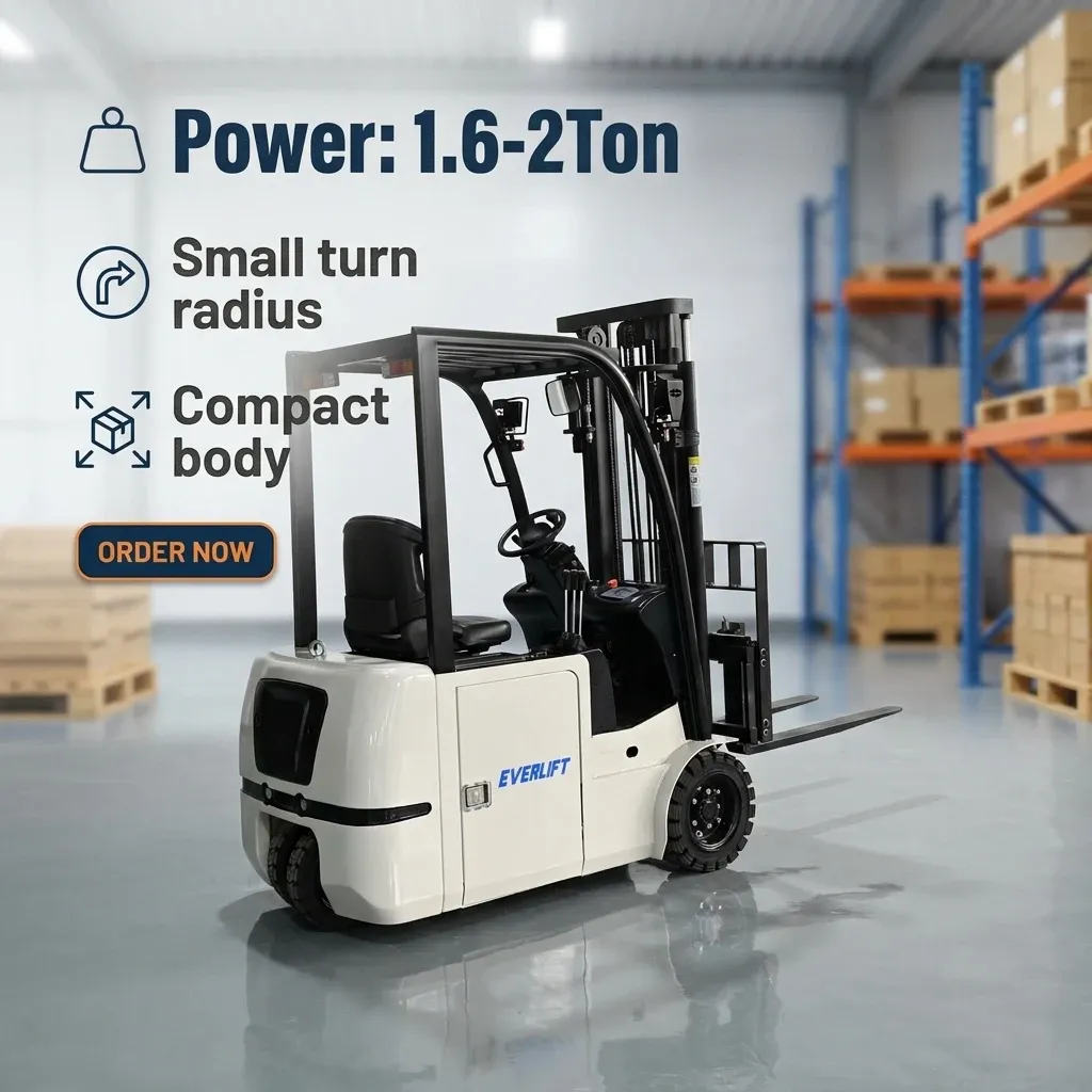 Lithium Battery 1.6T 2T Three Wheel Forklift photo 1