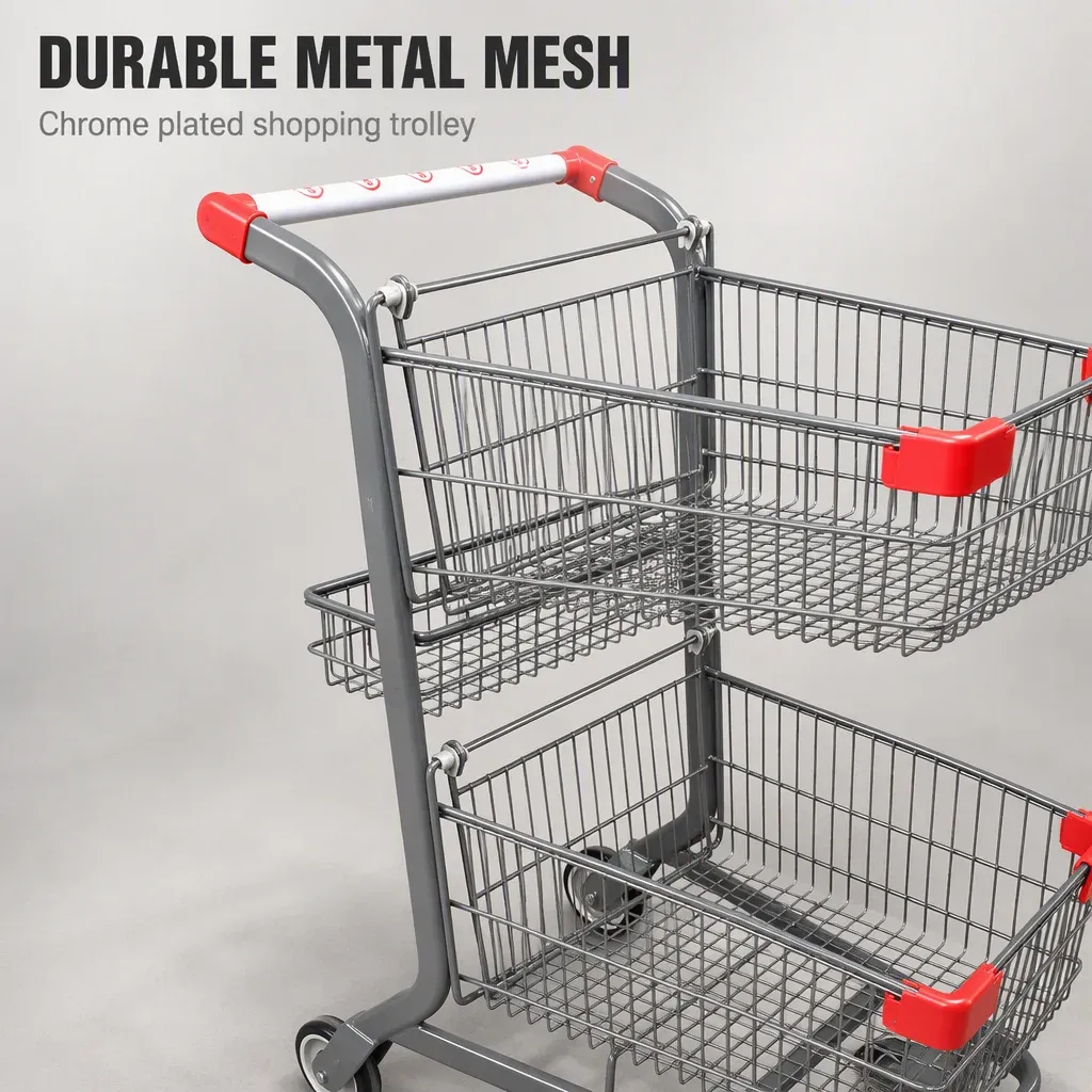 Supermarket American Store Shop Metal Two Basket Push detail 3
