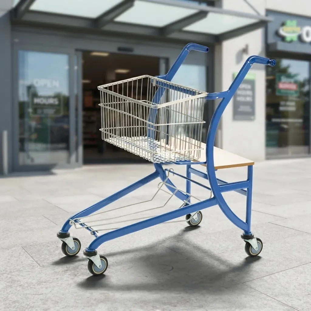 Steel Mesh Supermarket Shopping Trolley