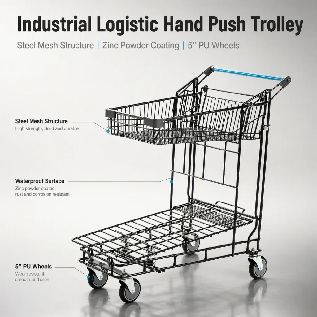 Supermarket Industrial Logistic Hand Push Trolley (LPT-69819) detail 2