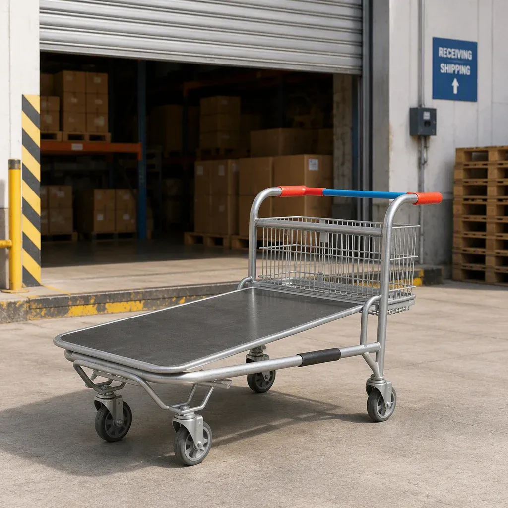 Heavy Duty Wire Basket Picking Cart Warehouse Trolley Cargo photo 3